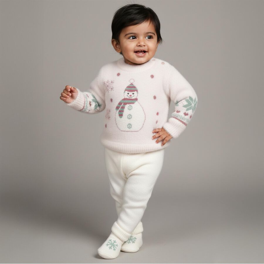 Infants Light Pink Round Neck Casual Pullover, हल्का गुलाबी, large image number null